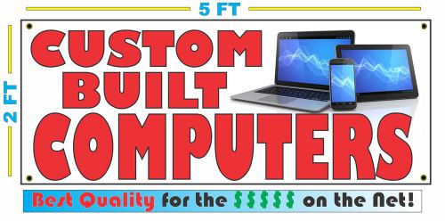 Full Color CUSTOM BUILT COMPUTERS Banner Sign All Weather Repair NEW Larger Size
