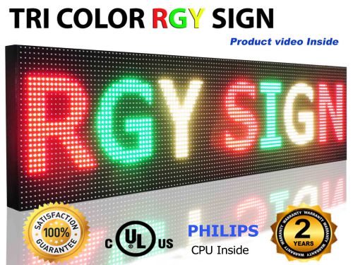 Led sign 3color rgy programmable scrolling outdoor message display 37&#034;x13&#034; for sale
