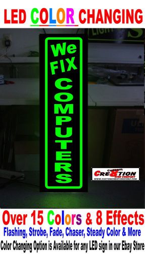 LED Color Changing Lightup Sign - We Fix Computers 46&#034;x12&#034; over 15 colors- video