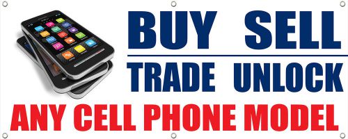 60in X 24in Cell Phone Repair Buy Trade Unlock Banner Sign Multi Color