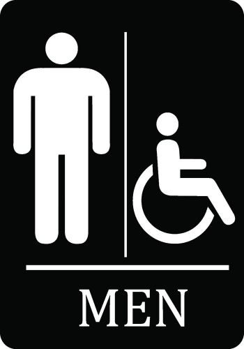 Bathroom black wheelchair accessible men mens sign set of one restroom  signs 99 for sale