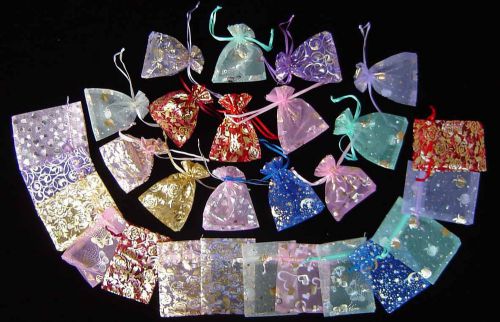 100 pcs. mixed organza bags jewelry pouches/bags 12 x 9cm = 4.7x3.5inches ah005 for sale