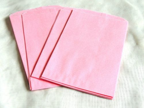 50 -5x7 Pastel Pink Paper Party Bags, Paper Merchandise Serrated Edged Bags