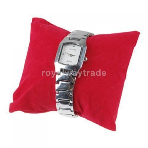 5 Pcs Velvet Bracelet Watch Bangle Jewelry Pillow Display Holder Red