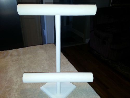 Necklace or Bracelet Jewelry Stand - White Soft Faux Leather - 16&#034; Tall