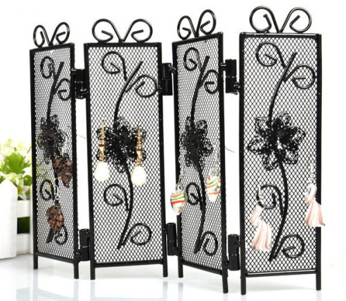 Black metal screen 4-layer multi-earring jewelry display holder one for sale