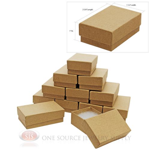 12 brown kraft cotton filled jewelry gift boxes charm ring box  2 5/8&#034; x 1 1/2&#034; for sale