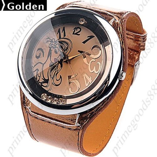 Round Style Rhinestone Free Shipping Quartz Wrist Wristwatch Women&#039;s Gold Golden