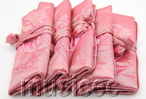 Brand-New 5PCS pink Chinese Silk Zipper bags pouches roll T391A10