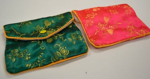 Silk Jewelry Chinese Pouch Bag Roll Assorted ONE DOZEN Zipper - 4 1/2&#034; x 3 1/2&#034;
