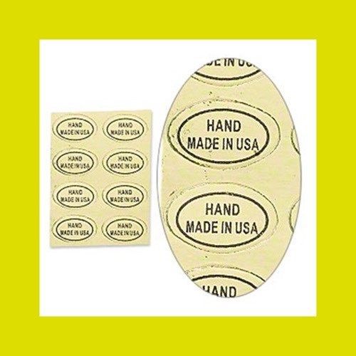 1,000 Peel Off Adhesive LABELS  ~ Oval 1/2&#034; x 5/16&#034;  Marked &#034;HAND MADE in USA&#034;