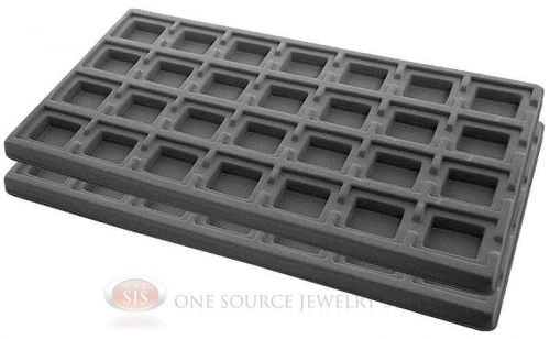 2 Gray Insert Tray Liners W/ 28 Compartments Drawer Organizer Jewelry Displays
