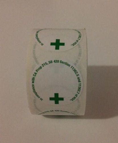ONE 250 PC ROLL GREEN CROSS CALIF CONCENTRATE CONTAINER LABELS 420 INDICATOR USA