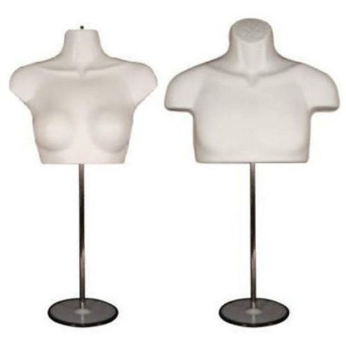 Male &amp; female mannequin  man woman clothing display white + stand + hanging hook for sale