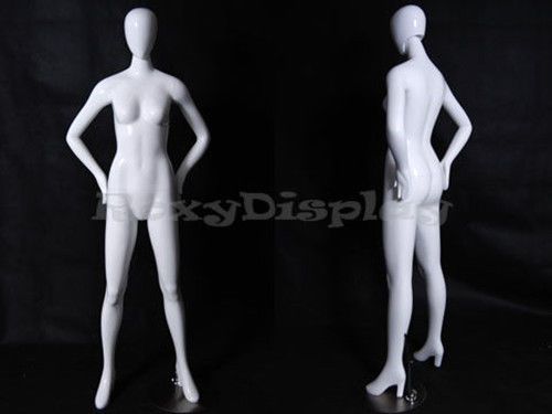 Female fiberglass glossy white mannequin eye catching turnable head #md-hf51w1 for sale