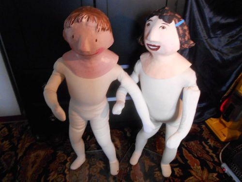 2 VINTAGE MANNEQUIN 39 INCHES TALL ONE MALE ONE FEMALE FACE