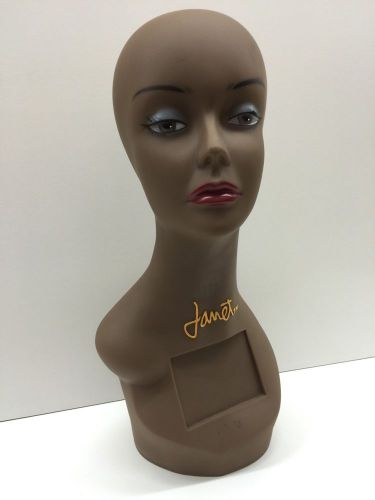 MANNEQUIN HEAD DISPLAY WIG HOLDER PLASTIC PVC 18&#034; TALL Janet #12