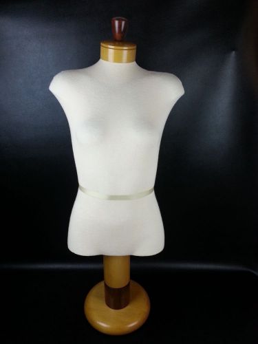 White Female Body Dressform Mannequin Retail Display Adjustable Stand Wood Base
