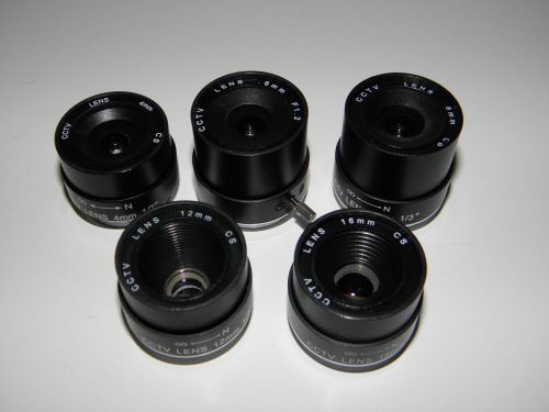 New Fixed IRIS 4/6/8/12/16mm CS Mount CCTV Lens Set