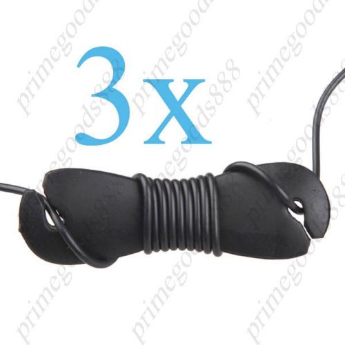 3 x black big dumbbell shaped flexible earphones cable cord wrap free shipping for sale