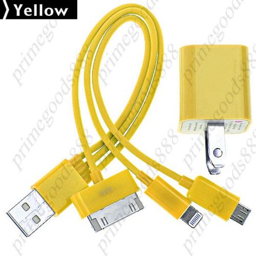 4 in 1 usb 2.0 male to 8 pin lightning dock connector micro date cable yellow for sale