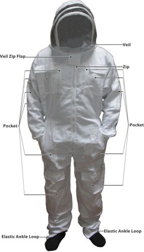 Full bee suit, pest control suit, beekeeping suit, beekeeper suit &amp; veil [2xl] for sale