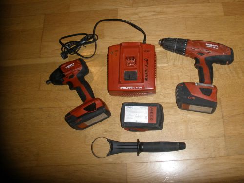 Hilti sfh 18a hammer drill &amp; siw 18a 1/2&#034; impact wrench w/3 batteries cordless for sale