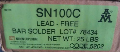Solder sn100c lead free bar rohs  solder nib, 25lb box , 10 bars for sale
