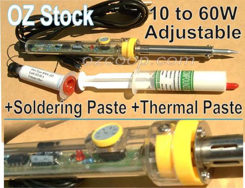 60w adjustable temperature soldering iron +soldering-paste +thermal-paste lot au for sale