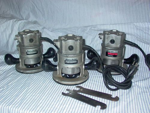 3 each black &amp; decker 1/4&#034; collet professional routers  -  oldies but goodies for sale