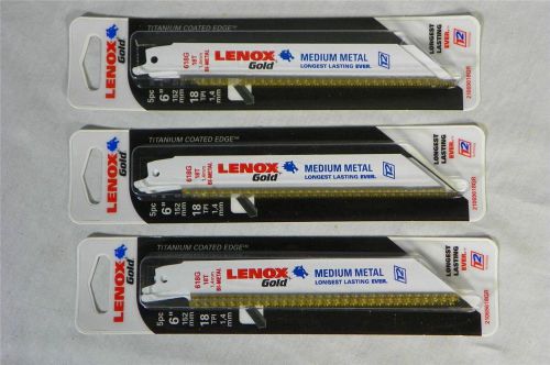 Lenox 618g 6&#034; 18tpi titanium edge metal cutting reciprocating saw blade15 blades for sale