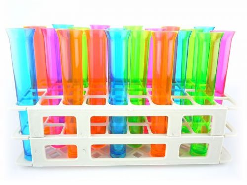 500 assorted color test tube shot tube beaker bar tooters 1oz capacity &amp; rack for sale