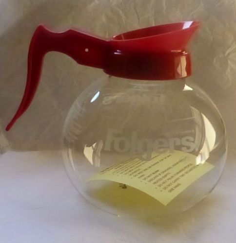 Folgers Coffee Decanter Pot Carafe Red Commercial Restaurant New Replacement