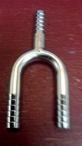 Stainless Fitting U-BEND WITH BRANCH, 1/4&#034; Barb x 1/4&#034; Barb x 1/4&#034; barb