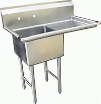 1 Compartment Sink with 1 Right 18&#034; Drain Board NSF