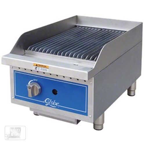 Globe 15&#034; Counter Top Gas Char Rock Charbroiler, GCB15G-RK, Grill, New
