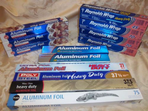 13 rolls Extra / Regular Heavy-Duty Aluminum Foil Roll various brands, sizes NEW