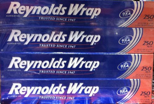 Reynolds wrap aluminum foil 4 pack -12&#034; 250 sq rolls (1000 sq rolls) for sale