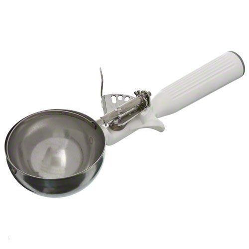 Vollrath #47139 Disher Size 6 Ice Cream Scoop 18-8 Stainless Steel White Handle