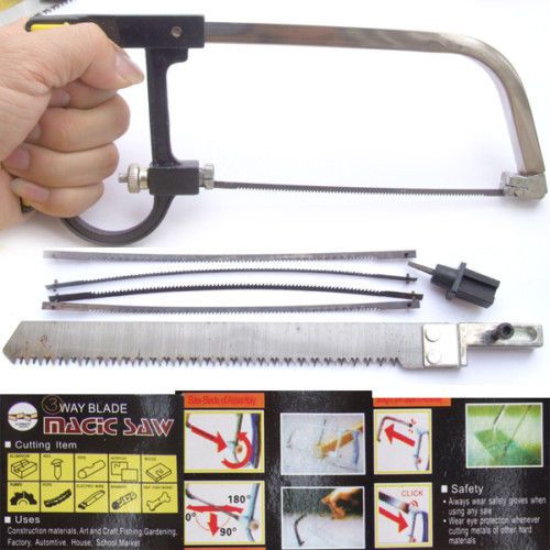 set Hand-held Candle Bench Cutting Jewelers Wood Hand Saw Frame Tool + 6 Blades