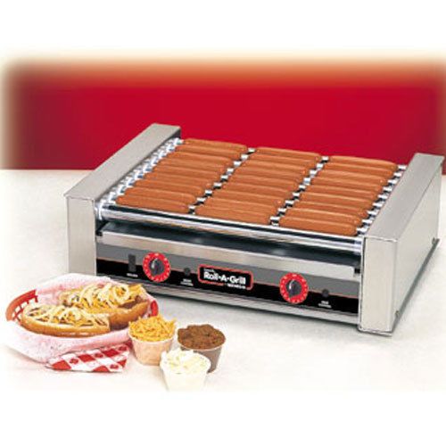 Nemco 8027 hot dog grill, 27 dogs, chrome rollers, roll-a-grill series for sale