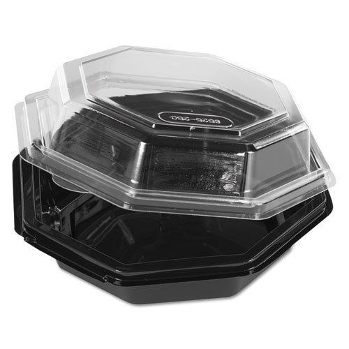 Reynolds Octagon Hinged Carryout Container  Plastic  Black Base  Clear  16 oz -