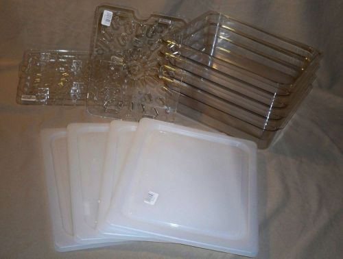 Lot of 4 Cambro Camwear 24CW 1/2 x 4&#034; Clear Containers With 20 CWD Grates &amp; Lids