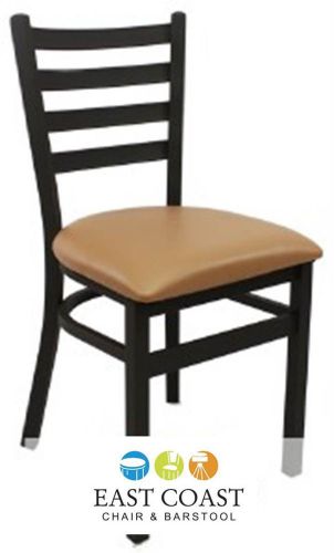 New gladiator ladder back metal restaurant chair with tan vinyl seat for sale