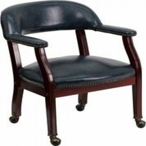 Flash Furniture B-Z100-NAVY-GG Navy Vinyl Luxurious Conference Chair with Caster