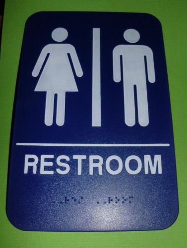 ADA RESTROOM SIGN UNISEX  BRAILLE BLUE PUBLIC ACCOMMODATION APPROVE