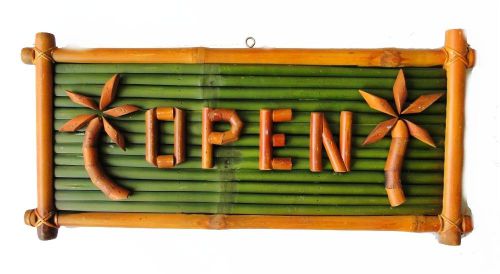 Bamboo shop store sign, open or closed, tiki florida key west island style for sale