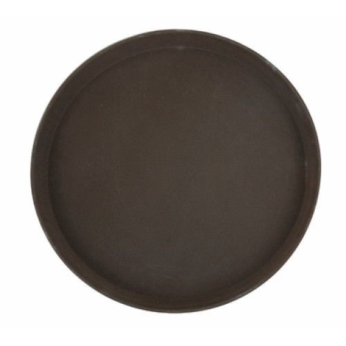 Winco tfg-16n deluxe round fiberglass non-slip tray, brown 16&#034; for sale