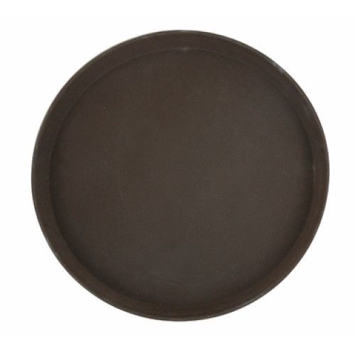 Winco TFG-16N Deluxe Round Fiberglass Non-Slip Tray, Brown 16&#034;