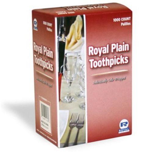 1 Box 1000 Count Individually Cello Wrapped Plain Toothpicks RIW15 Royal New